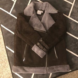 ASOS Suede Aviator with faux Shearling